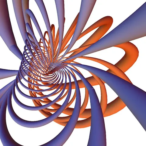 An extrinsic view of two circles worth of hopf fibers in the 3 sphere.