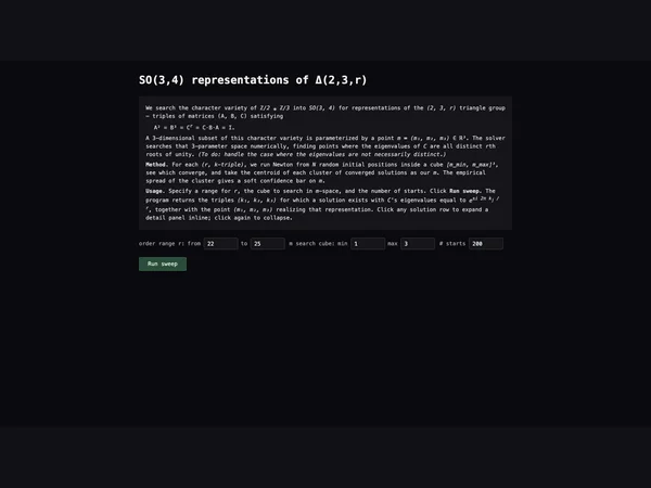 SO(3,4) Representations of Δ(2,3,r)