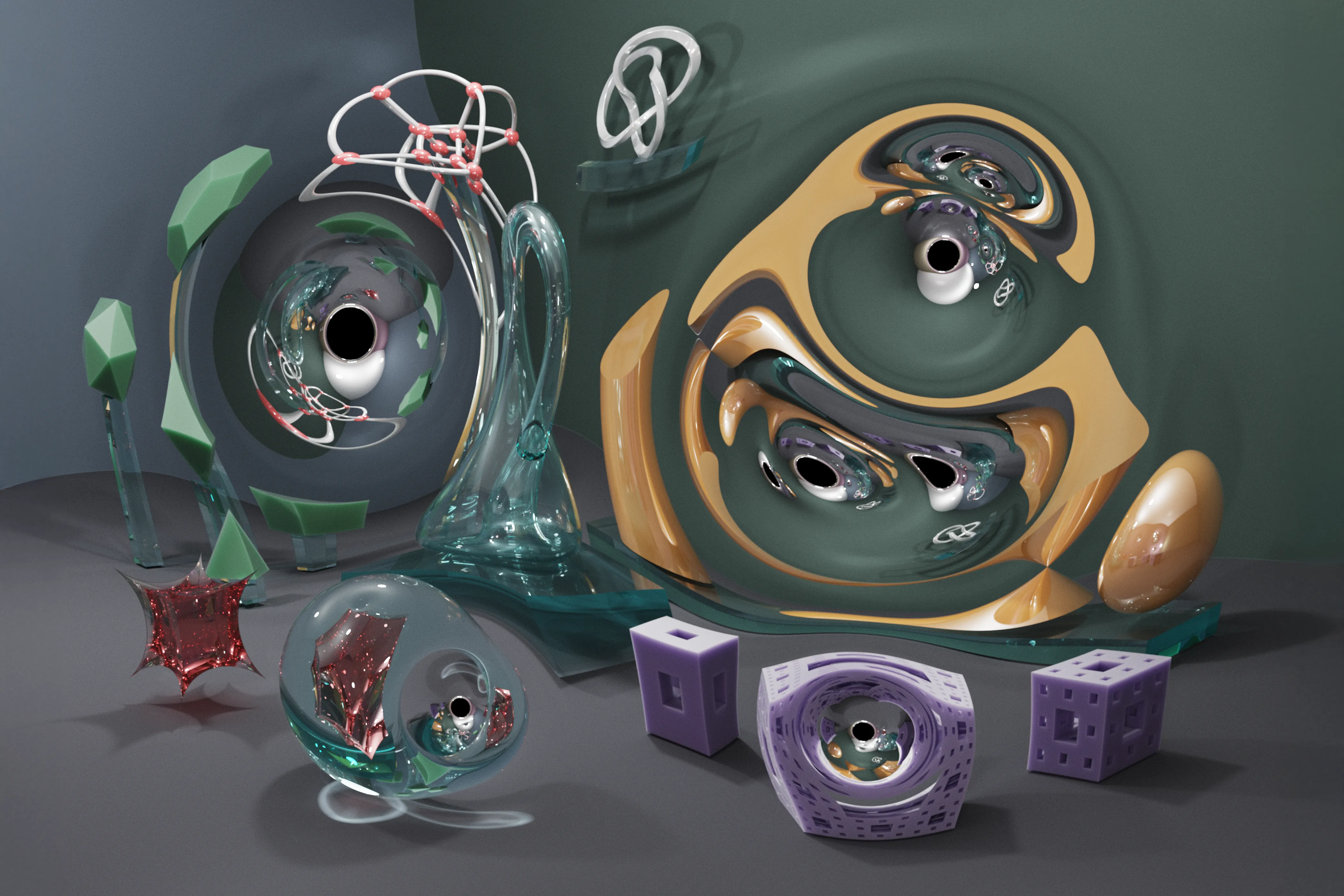 Still life in flat space and in a spacetime with several black holes.